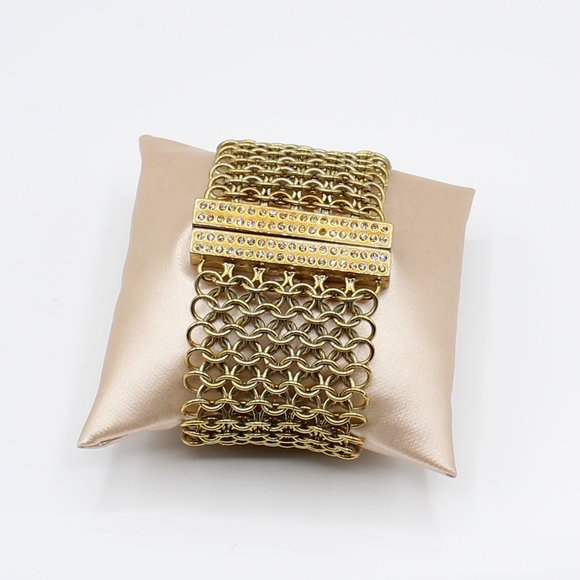Vintage open weave mesh & rhinestone bracelet - Picture 5 of 10